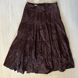 Brown 100% cotton bohemian skirt size 6 brand Jessica in perfect condition